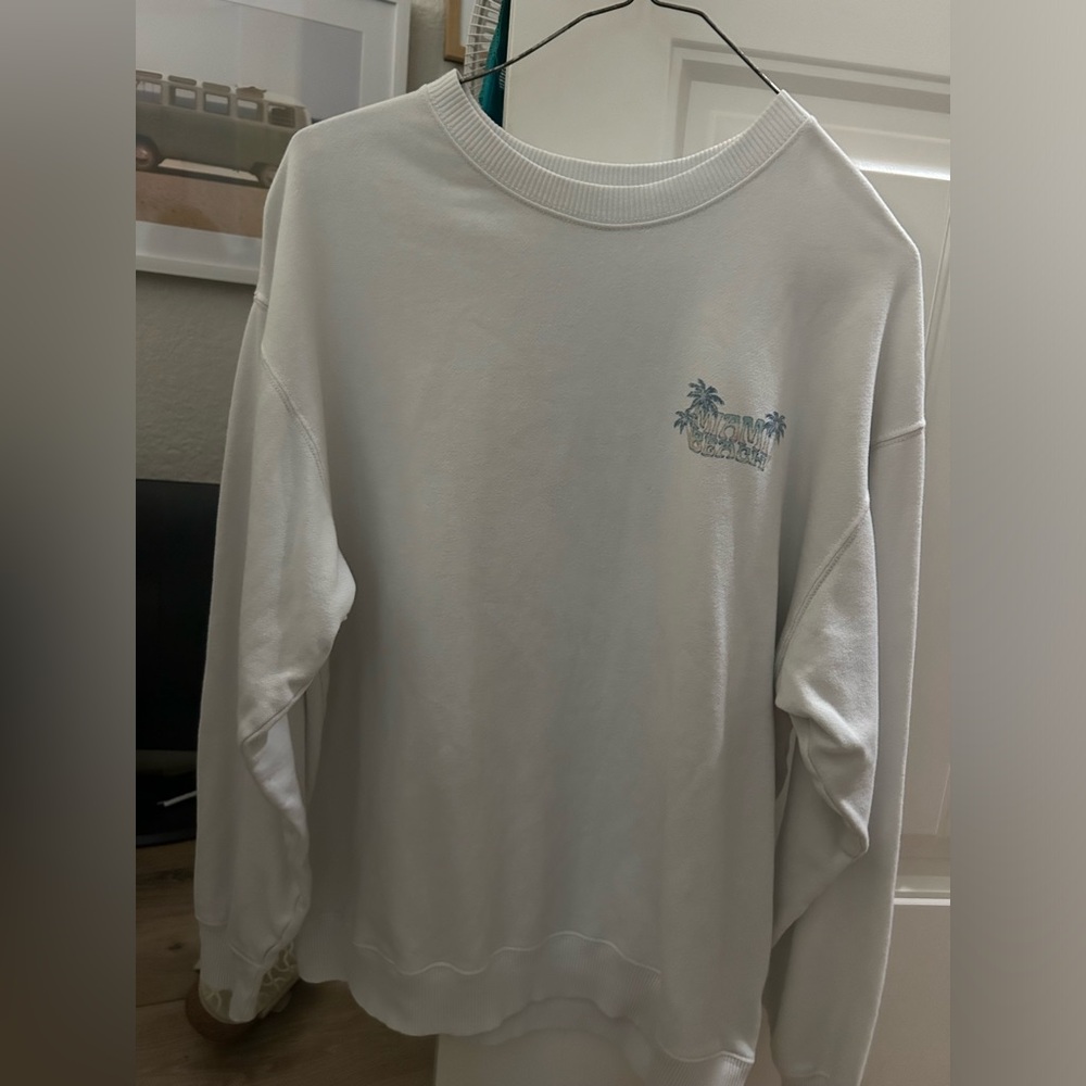 Hollister Miami Beach Graphic Oversized Crewneck , White, XS